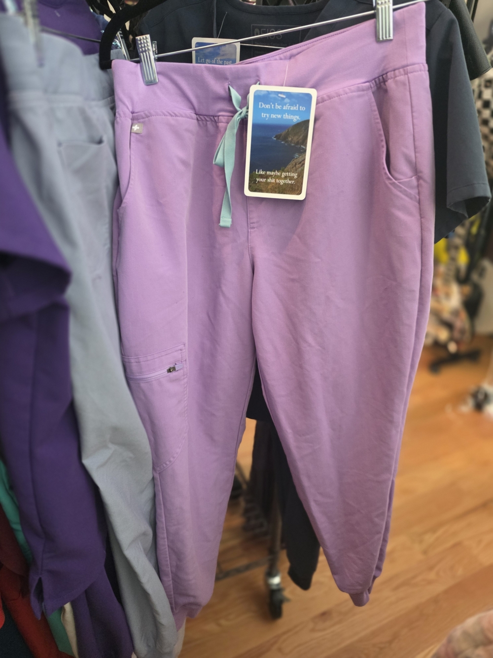 Figs Lavender Women's Zamora Jogger Pants with Mint Drawstring